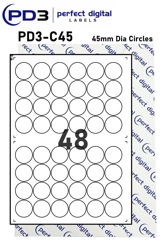 PD3-C45 SRA3 Digital Labels 45mm Dia Circles