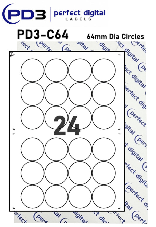 PD3-C64 SRA3 Digital Labels 64mm Dia Circles