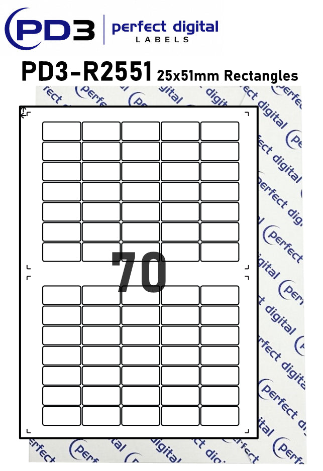 PD3-R2551 SRA3 Digital Labels 25x51mm Rectangles