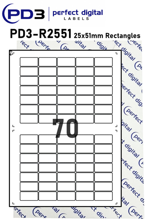 PD3-R2551 SRA3 Digital Labels 25x51mm Rectangles