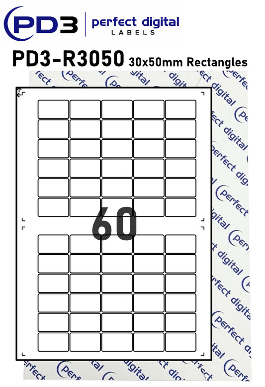 PD3-R3050 SRA3 Digital Labels 30x50mm Rectangles