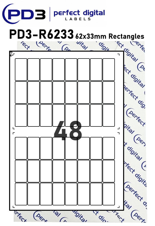 PD3-R6233 SRA3 Digital Labels 62x33mm Rectangles