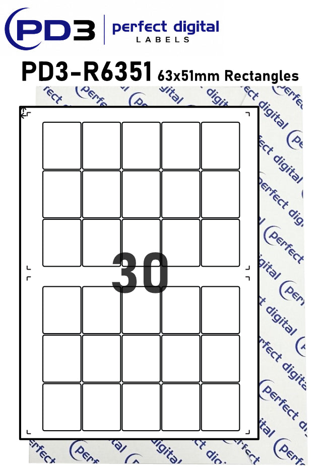 PD3-R6351 SRA3 Digital Labels 63x51mm Rectangles