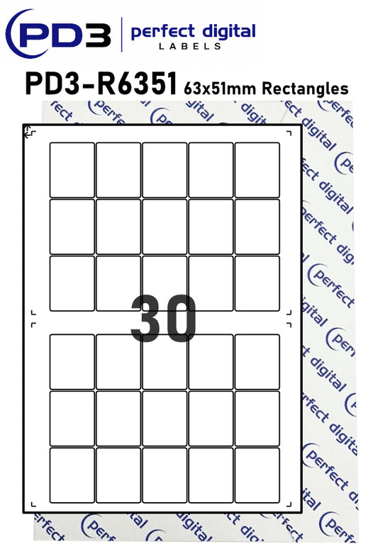 PD3-R6351 SRA3 Digital Labels 63x51mm Rectangles
