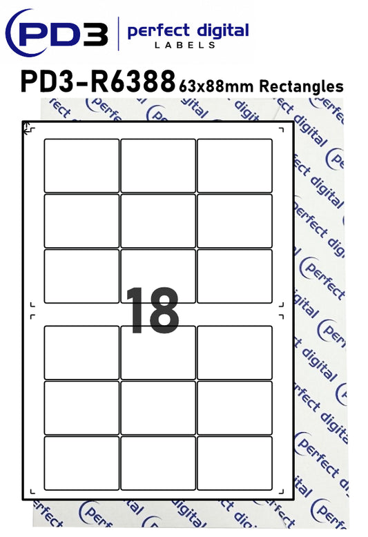 PD3-R6388 SRA3 Digital Labels 63x88mm Rectangles