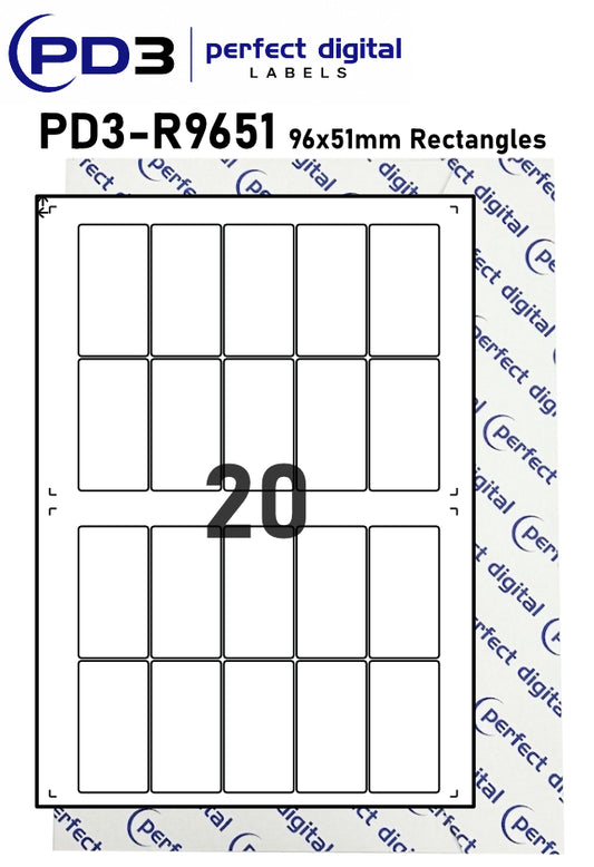 PD3-R9651 SRA3 Digital Labels 96x51mm Rectangles
