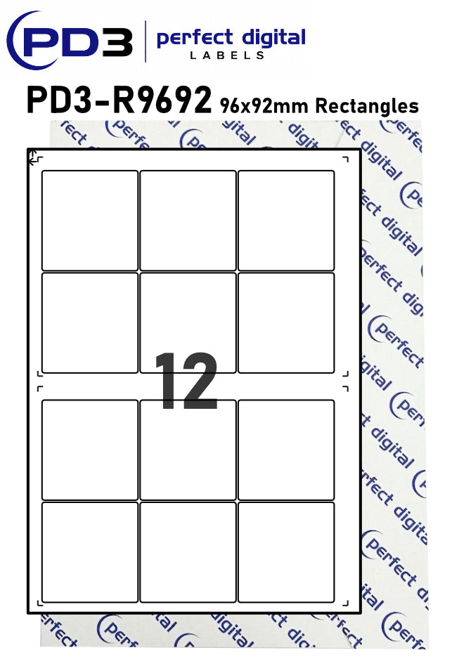PD3-R9692 SRA3 Digital Labels 96x92mm Rectangles